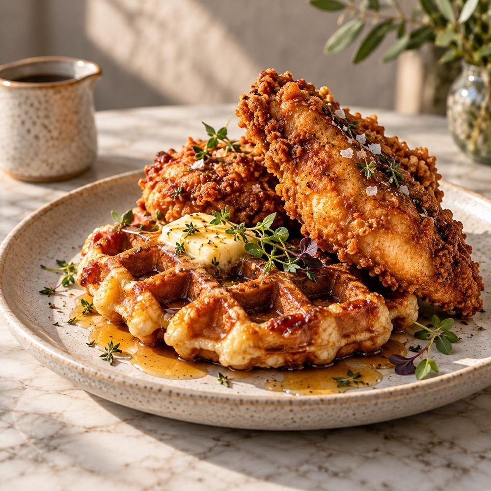 Buttermilk Brined Chicken & Liege Waffles