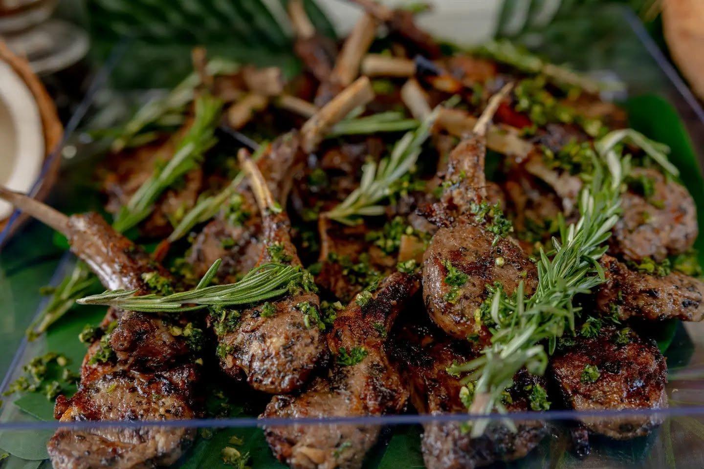 Lamb lollipops with chimichurri and fresh rosemary